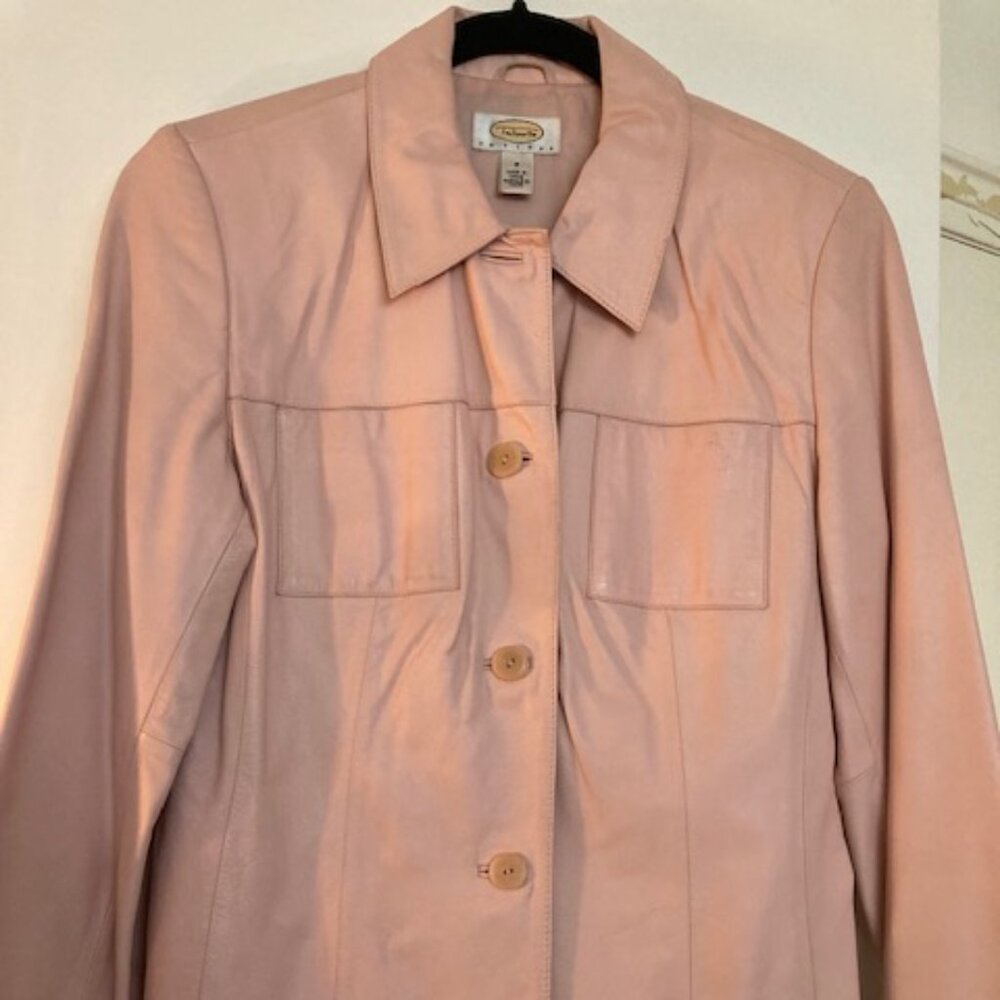 Talbots Genuine Leather Petite Size 8 Blush Pink Fitted Jacket (Pre-Owned)